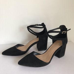 Low suede block heels